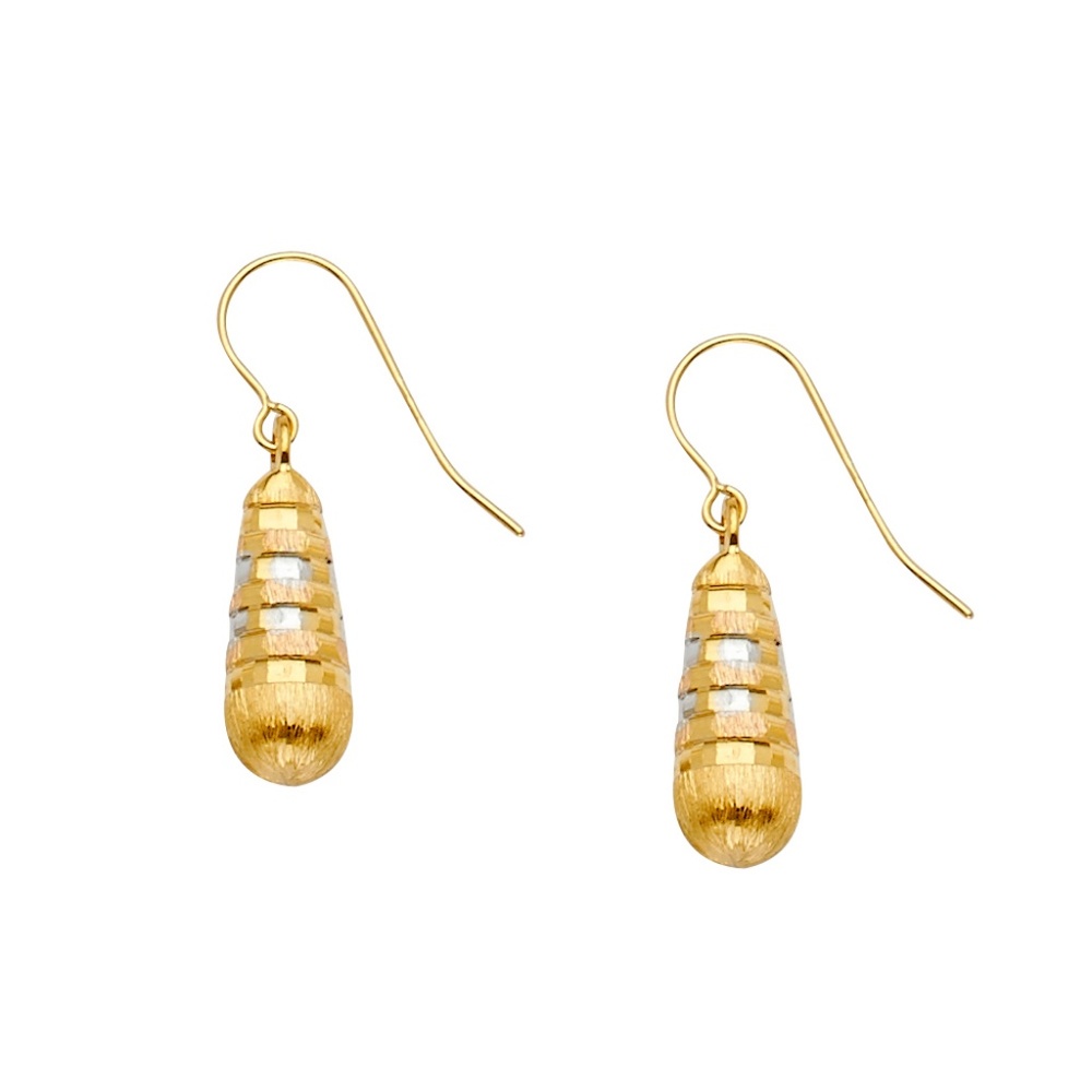 14K Two Tone Hollow Hanging Earrings for Women